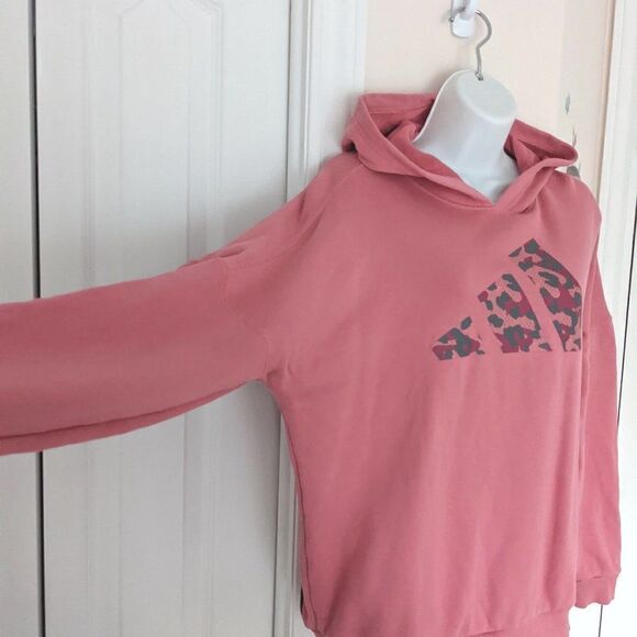 ADIDAS pink logo long hoodie pastel pink XS K1 - Picture 12 of 14